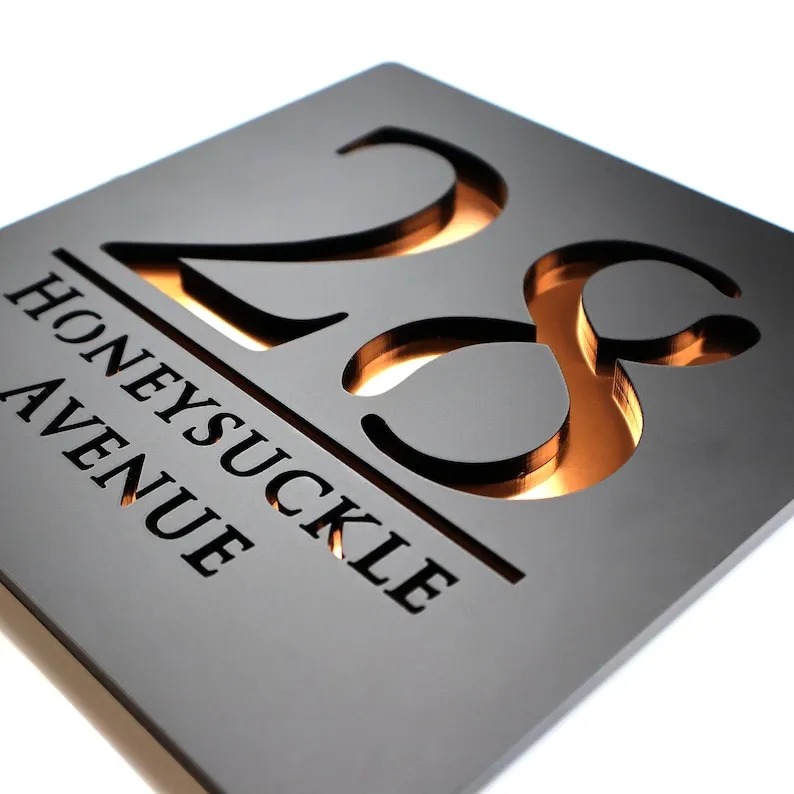 Modern Custom House Number Sign | Personalized Address Plaque for Home Decor