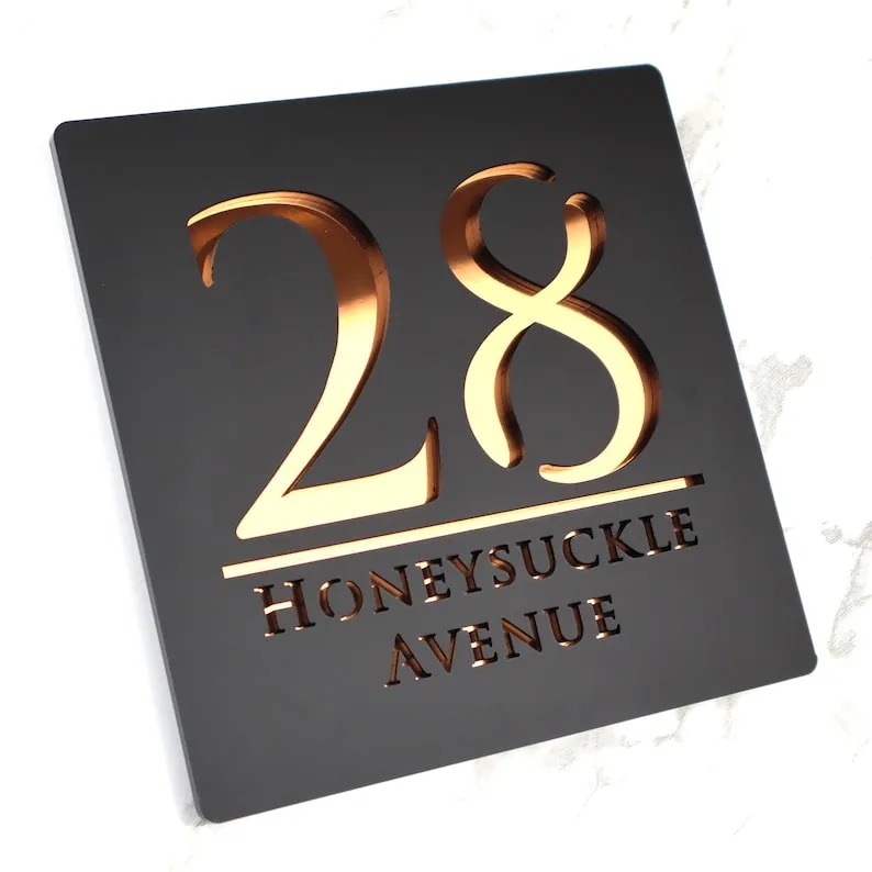 Modern Custom House Number Sign | Personalized Address Plaque for Home Decor