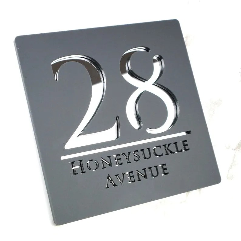 Modern Custom House Number Sign | Personalized Address Plaque for Home Decor