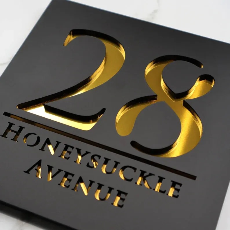 Modern Custom House Number Sign | Personalized Address Plaque for Home Decor