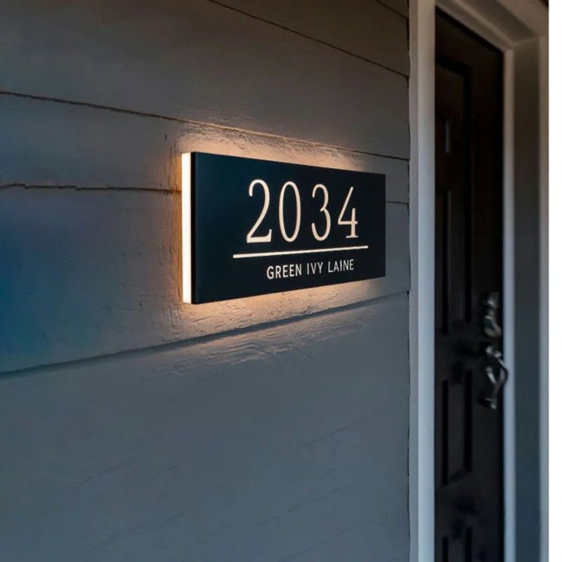Personalized LED Metal House Sign | Custom Illuminated Address Plaque for Modern Home Decor