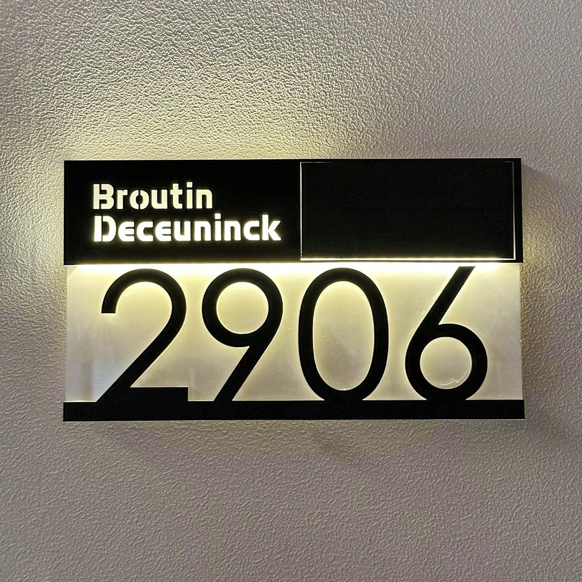 Personalized Solar LED House Number Sign | Custom 3D Illuminated Address Plaque for Modern Home