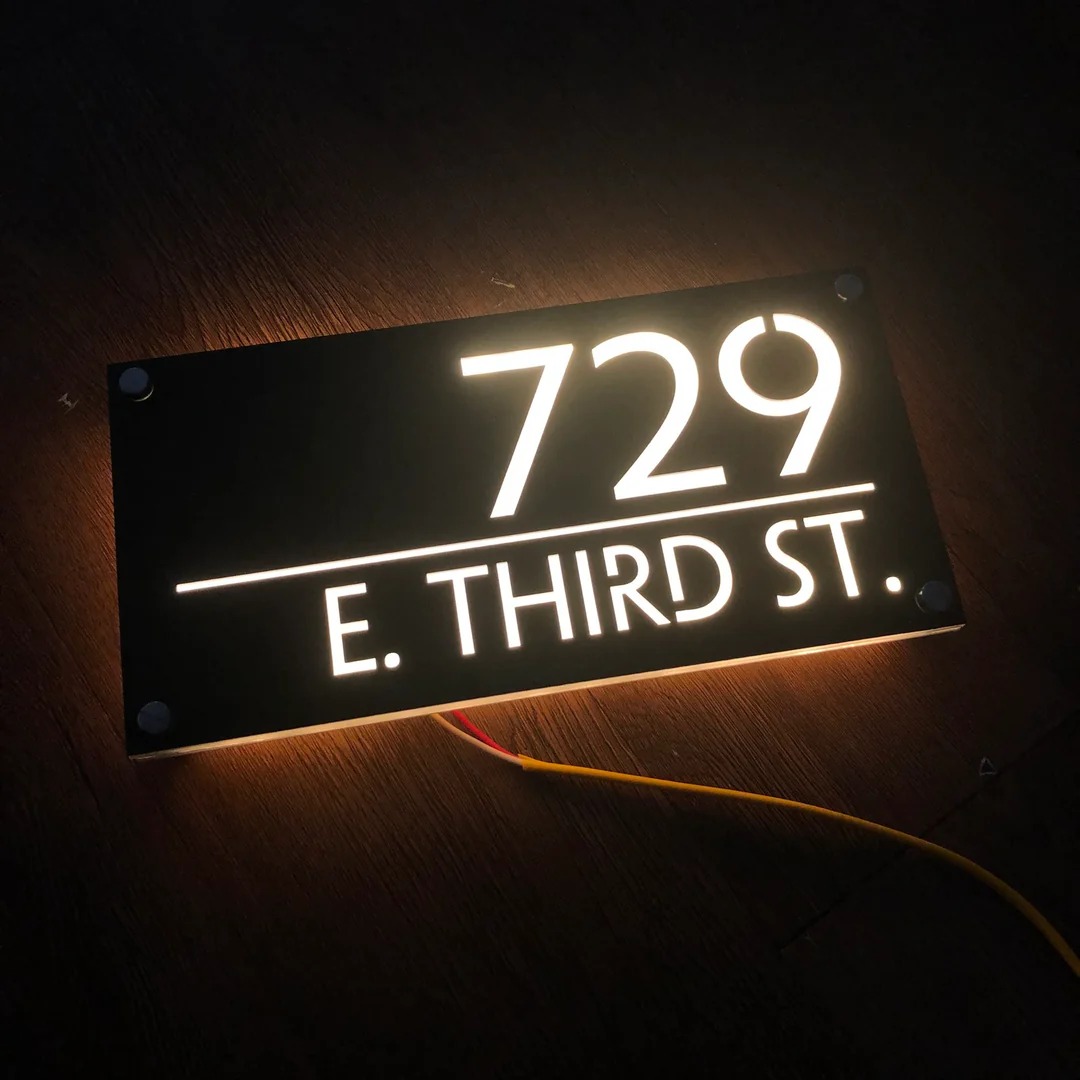 Custom LED House Number Plaque | Illuminated Address Sign for Home Curb Appeal