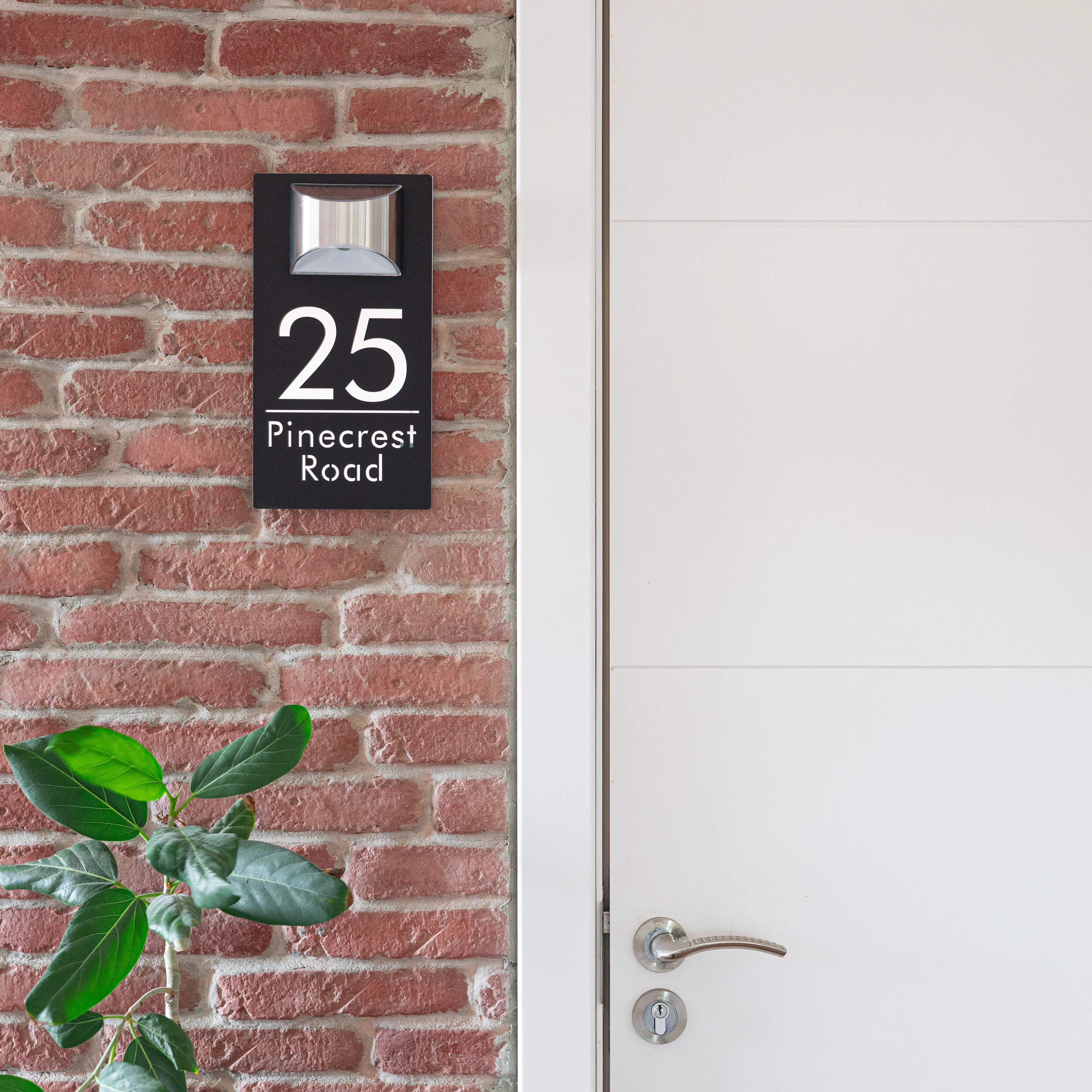 Personalized Solar Modern Door Plaque | Custom Illuminated House Number Sign for Curb Appeal
