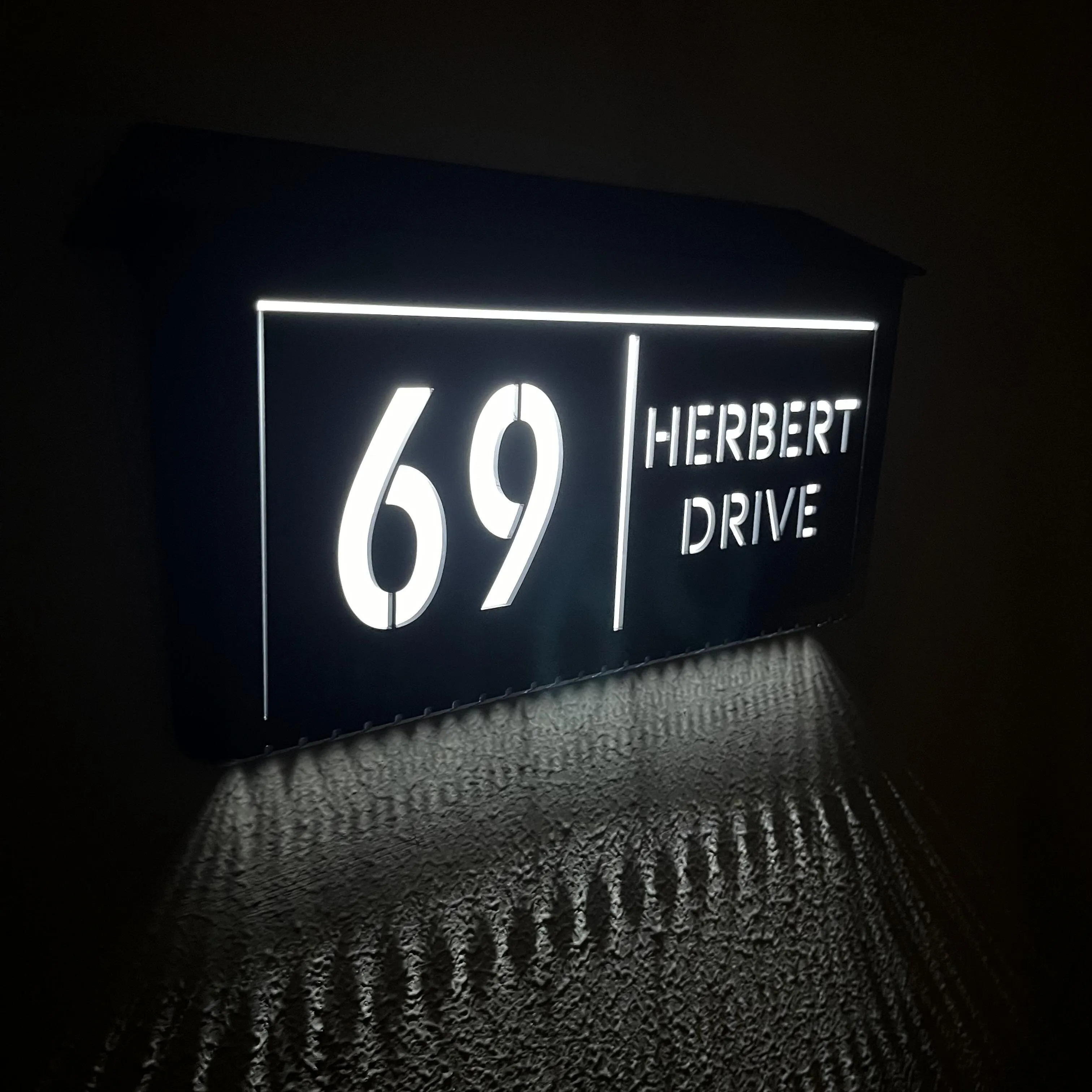 Solar LED Custom House Number Sign | Backlit Illuminated Address Plaque