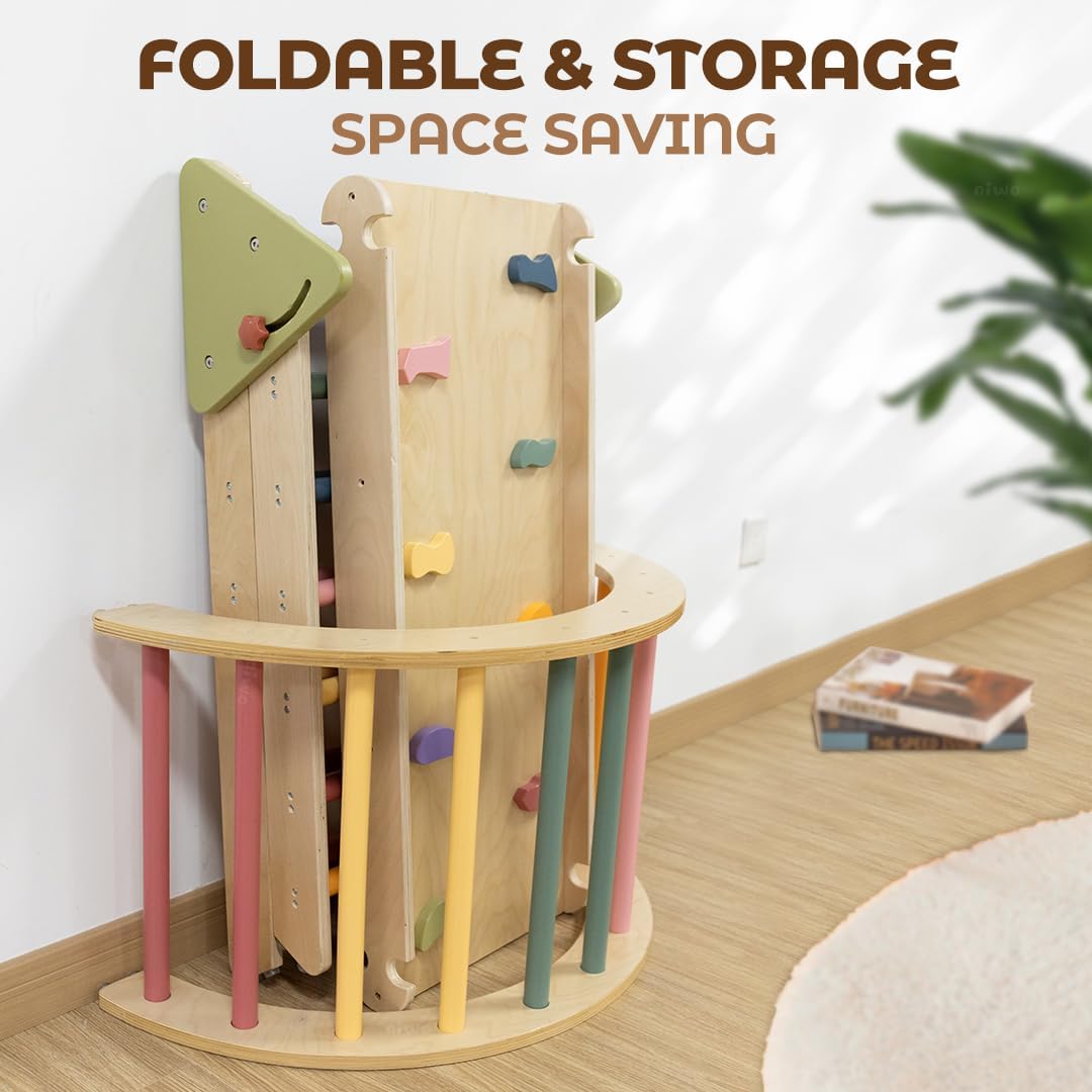 7-in-1 Pikler Triangle Set Toddler Climbing Toys Indoor, Montessori Baby Climbing Gym