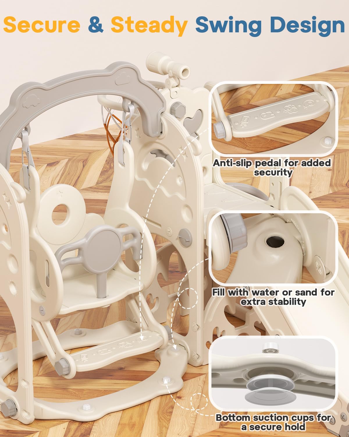 7-in-1 Indoor Outdoor Toddler Playset with Climber, Basketball Hoop & Golf Toys