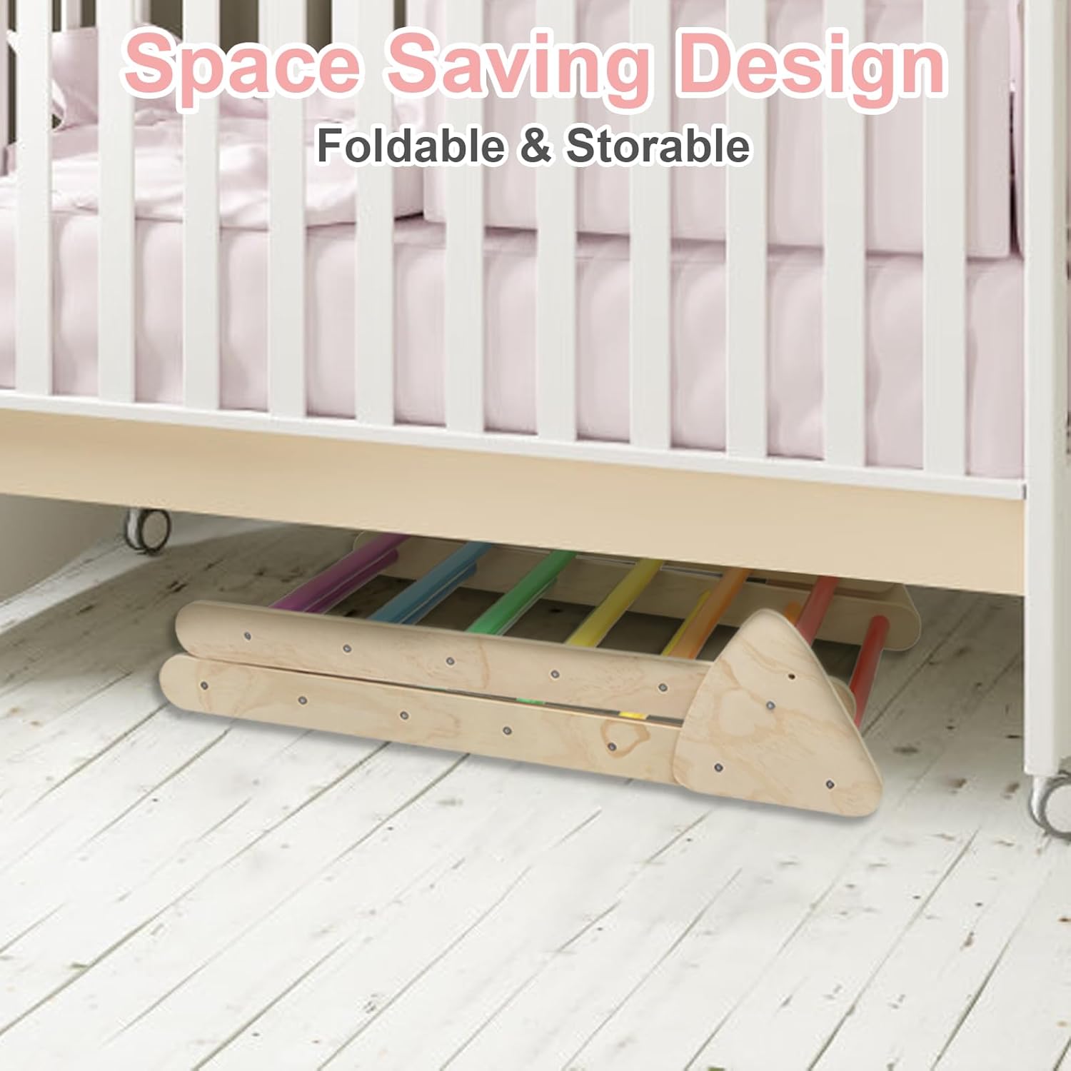 5 in 1 Pikler Triangle Set, Indoor Playground and Gym for Kids, Foldable Wooden Montessori Climbing Set