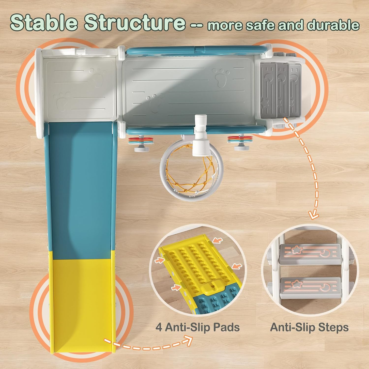 9 in 1 Toddler Slide Set - Baby Slide for Toddlers 1-3 with Ring Toss and Basketball Hoop, Indoor Outdoor Toddler Playset Playground