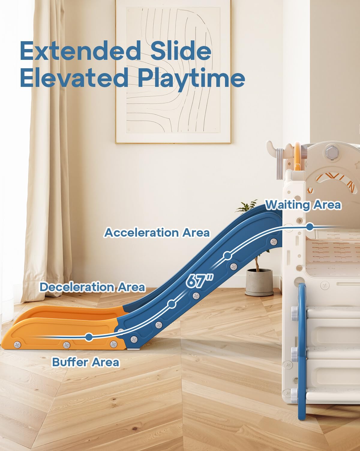 Toddler Slide Set with Basketball Hoop, Golf Game & Drawing Board, 13-in-1 Indoor Outdoor Toddler Slides Playground for Kids Ages 1+