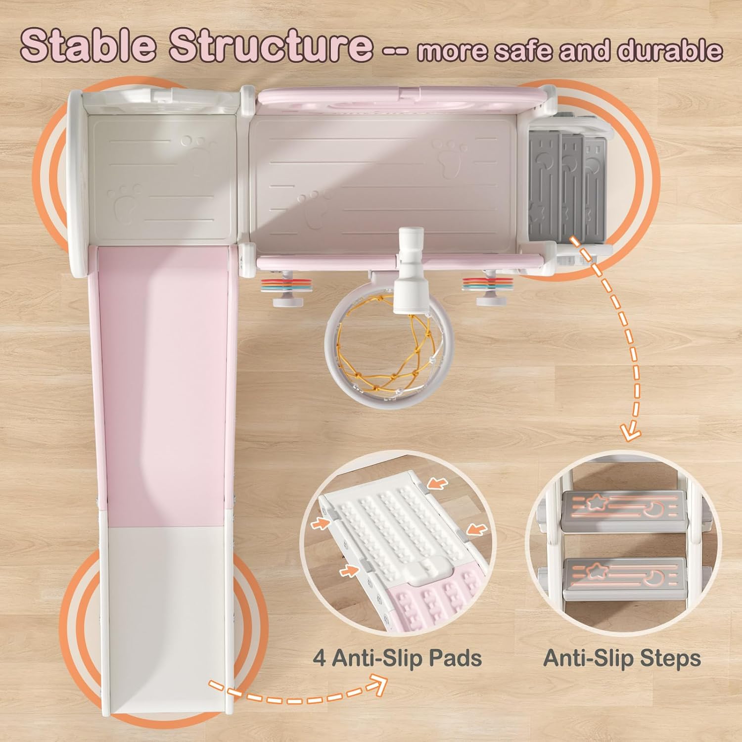 9 in 1 Toddler Slide Set - Baby Slide for Toddlers 1-3 with Ring Toss and Basketball Hoop, Indoor Outdoor Toddler Playset Playground