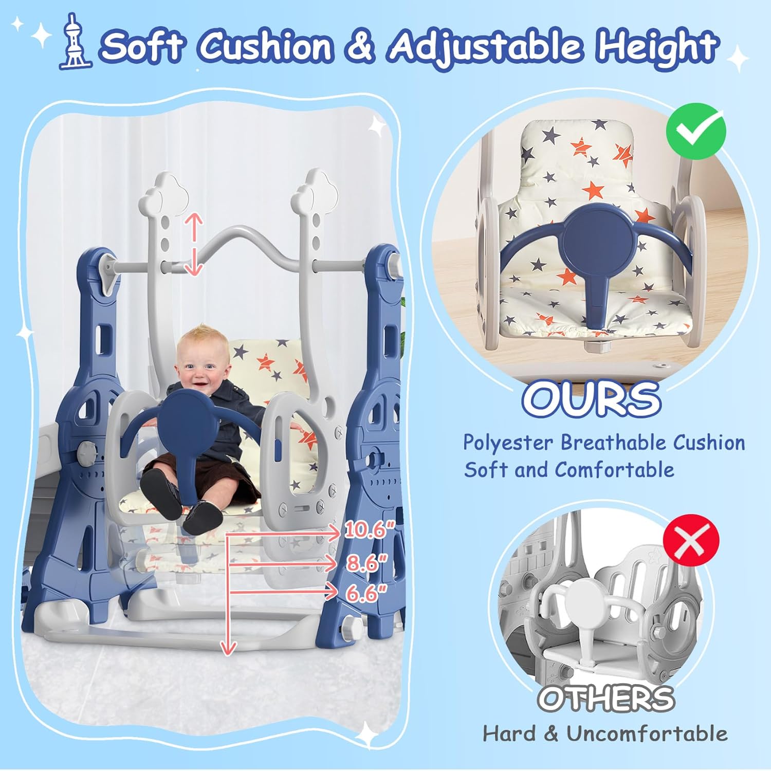 4 in 1 Toddler Slide and Swing Set, Baby Slide for Toddlers Age 1-2
