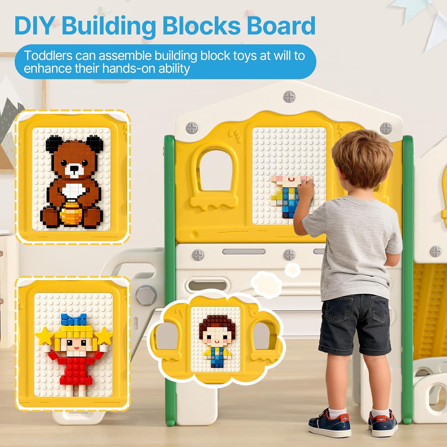 9 in 1 Toddler Slide Set - Baby Slide for Toddlers 1-3 with Colorful Lights