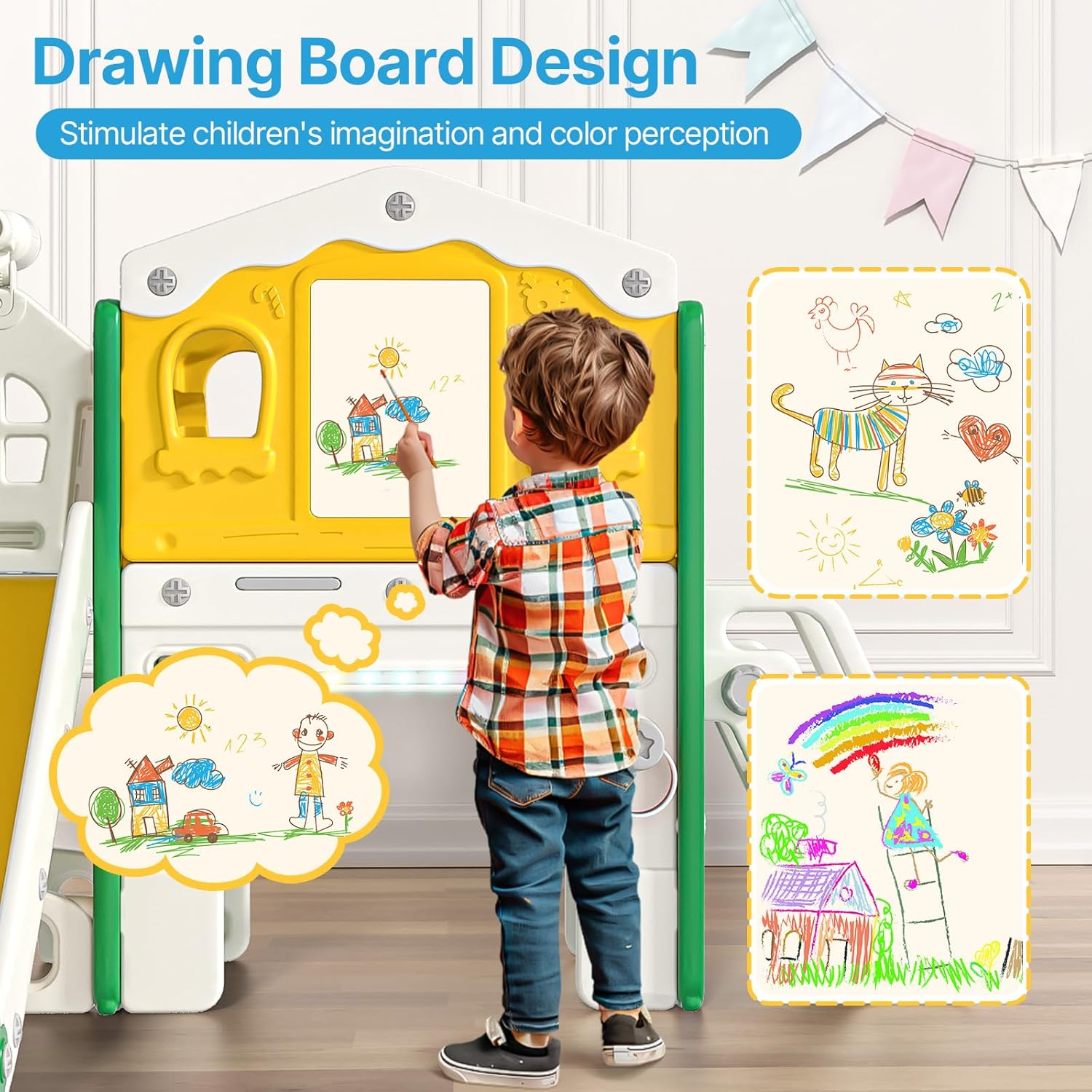 9 in 1 Toddler Slide Set - Baby Slide for Toddlers 1-3 with Colorful Lights