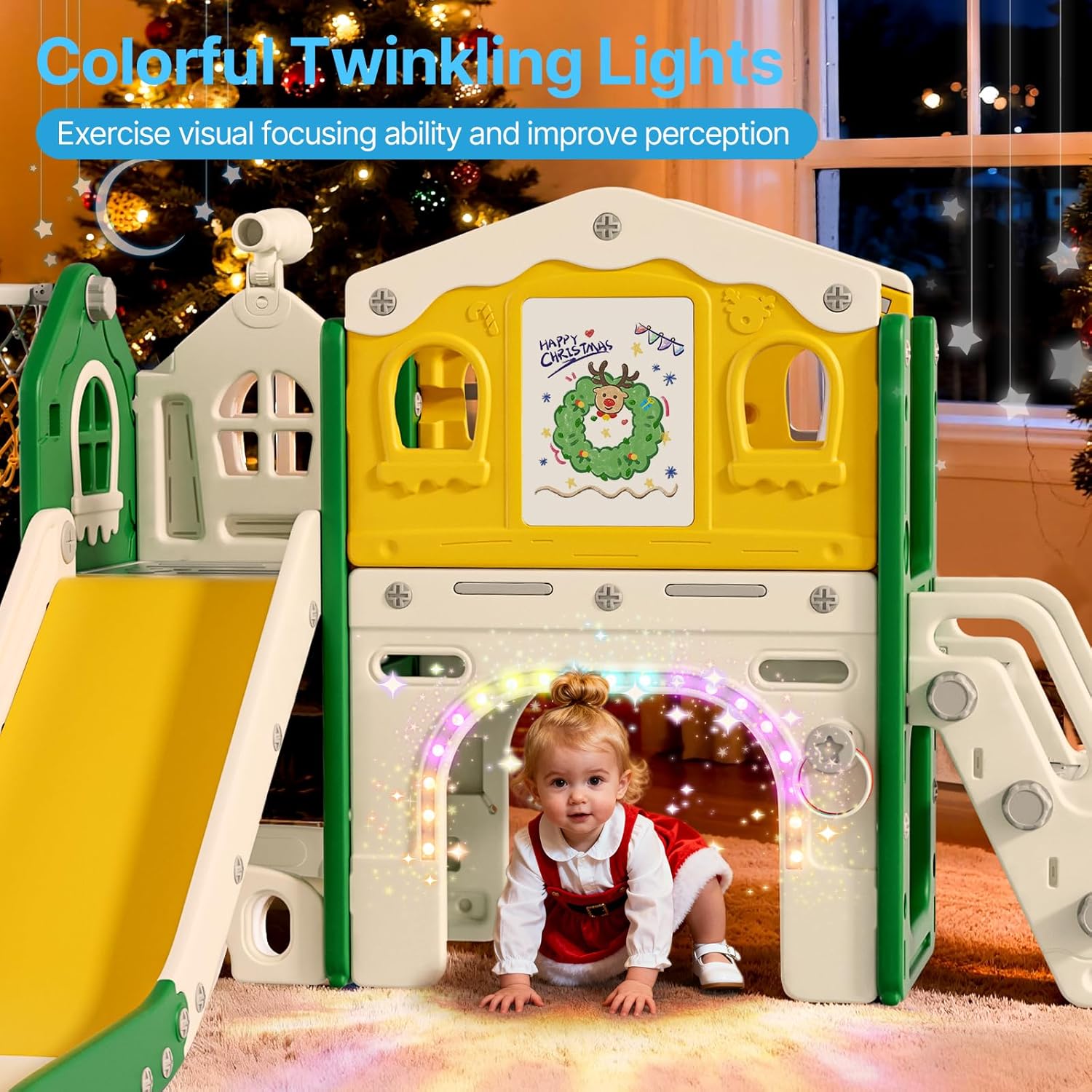9 in 1 Toddler Slide Set - Baby Slide for Toddlers 1-3 with Colorful Lights