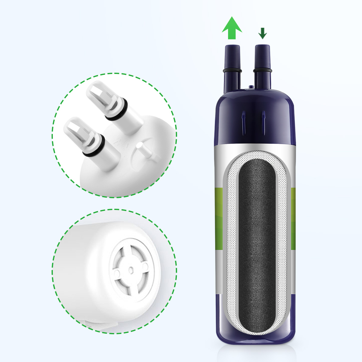 AO01 Replacement Refrigerator Water Filter for EDR1-RXD1 W11602565 W10295370A P8RFWB2L 9081 Filter 1 Whr1rxd1