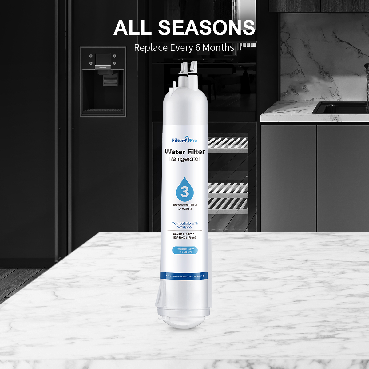 Filter 3 White Replacement Refrigerator Water Filter for EDR3-RXD1 4396841 4396710 9083 ed2dhexwqoo