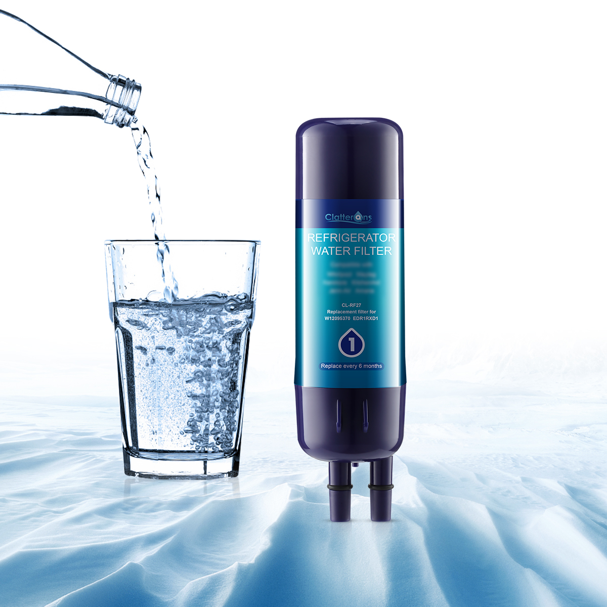 Clatterans CL-RF27 Refrigerator Water Filter Compatible for W10295370 W11602565 Filter 1 & 9930 Water Filter