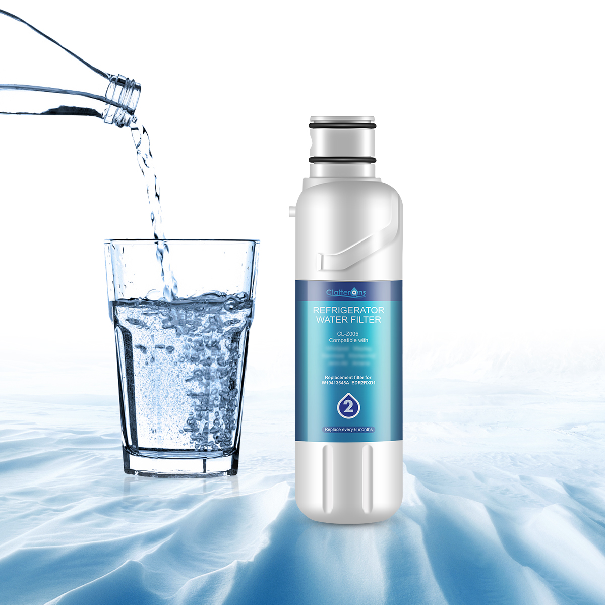 Clatterans CL-Z005 Refrigerator Water Filter Compatible for W10413645A Water Filter 2 & p6rfwb2 9082 