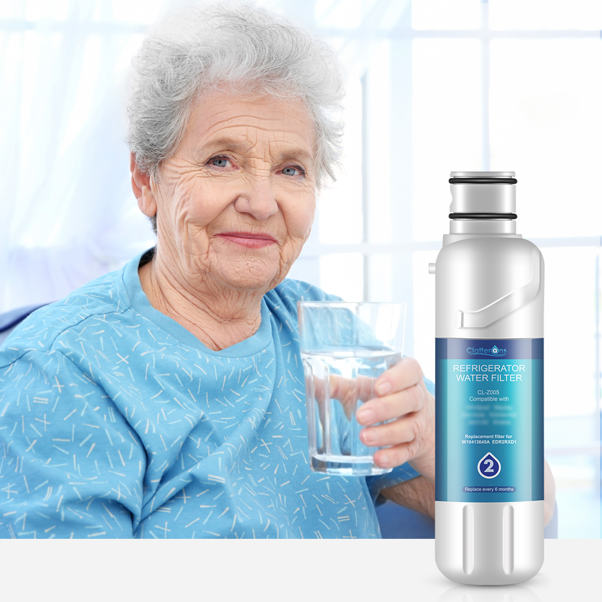 Clatterans CL-Z005 Refrigerator Water Filter Compatible for W10413645A Water Filter 2 & p6rfwb2 9082 