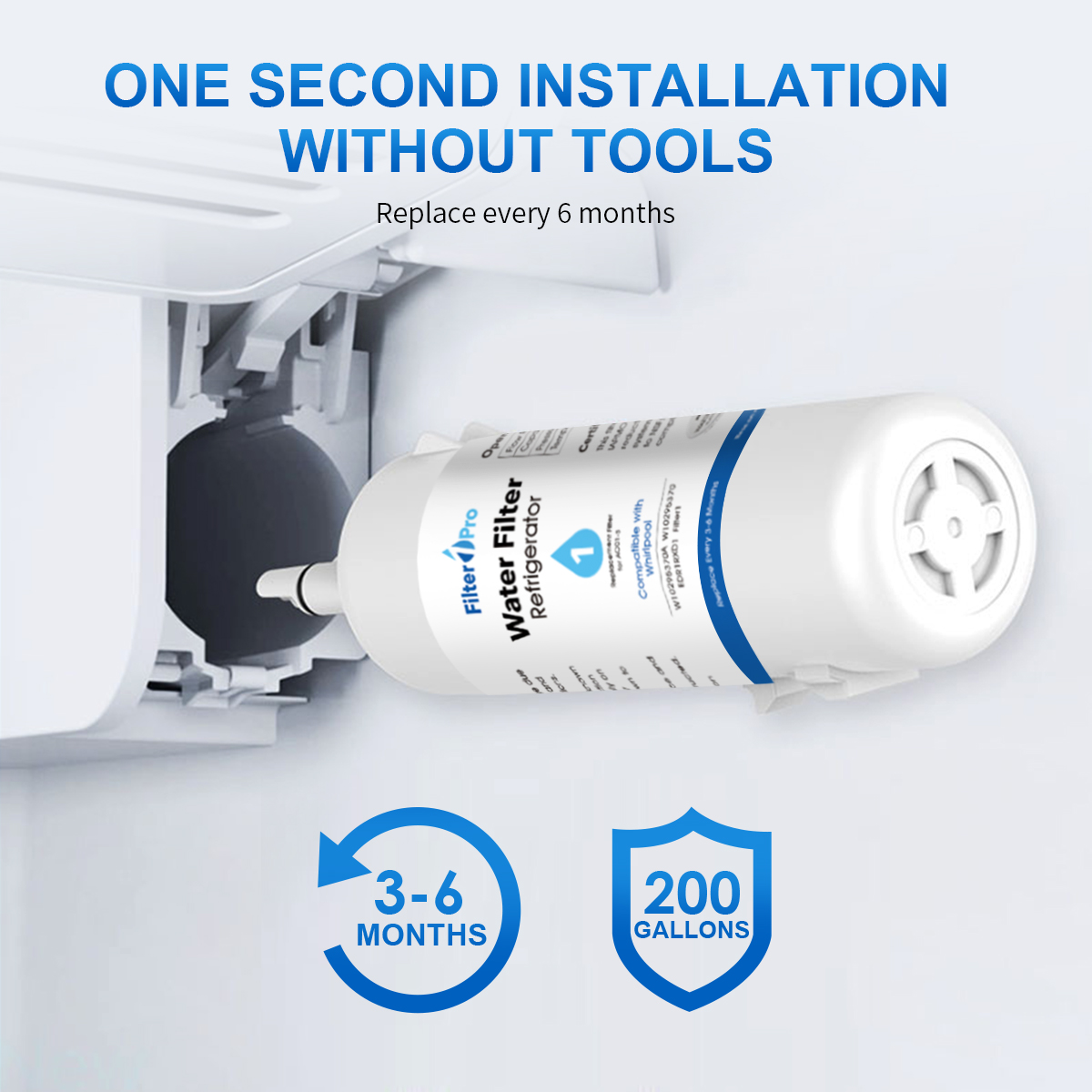 AO01 Replacement Refrigerator Water Filter for EDR1-RXD1 W11602565 W10295370A P8RFWB2L 9081 Filter 1 Whr1rxd1