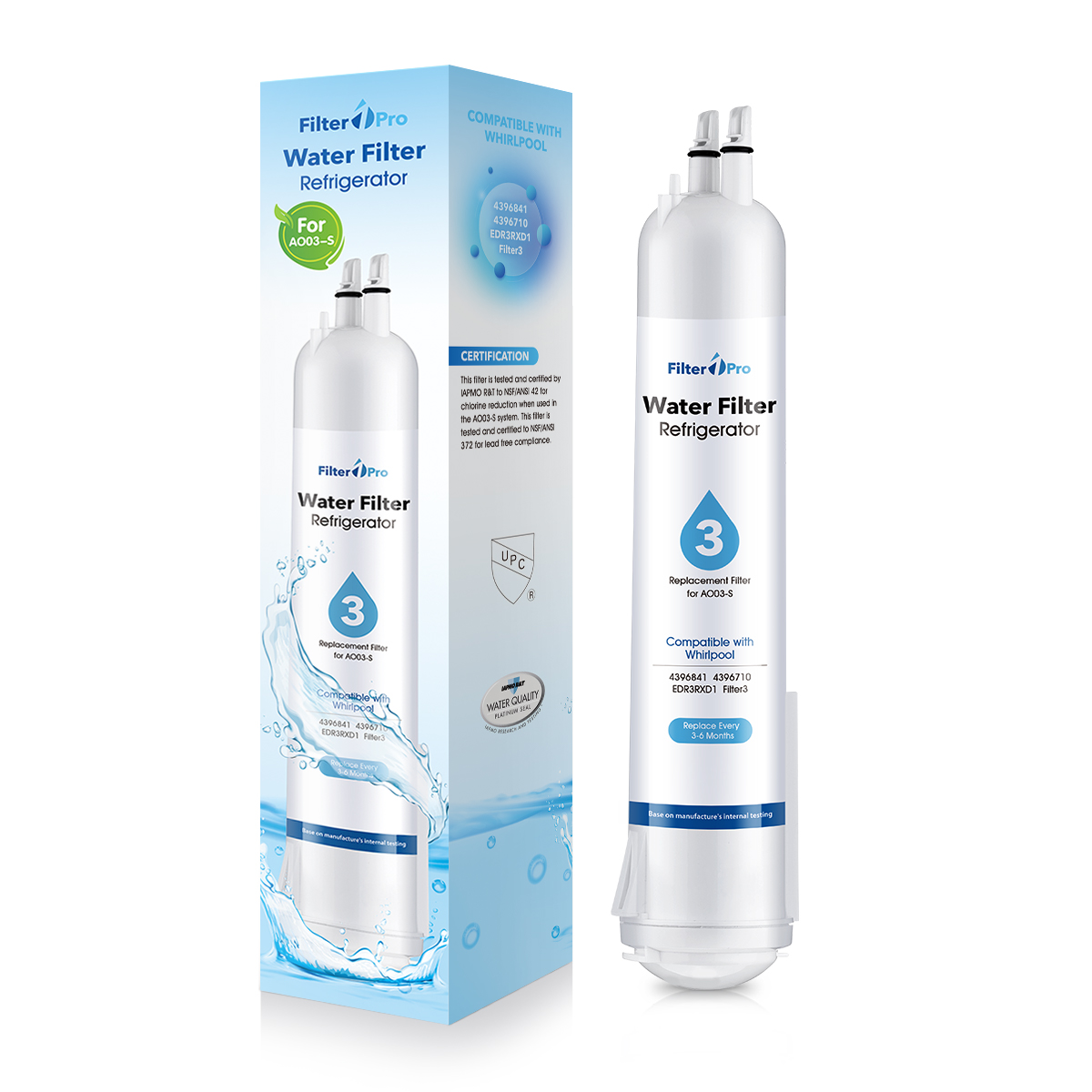 Filter 3 White Replacement Refrigerator Water Filter for EDR3-RXD1 4396841 4396710 9083 ed2dhexwqoo