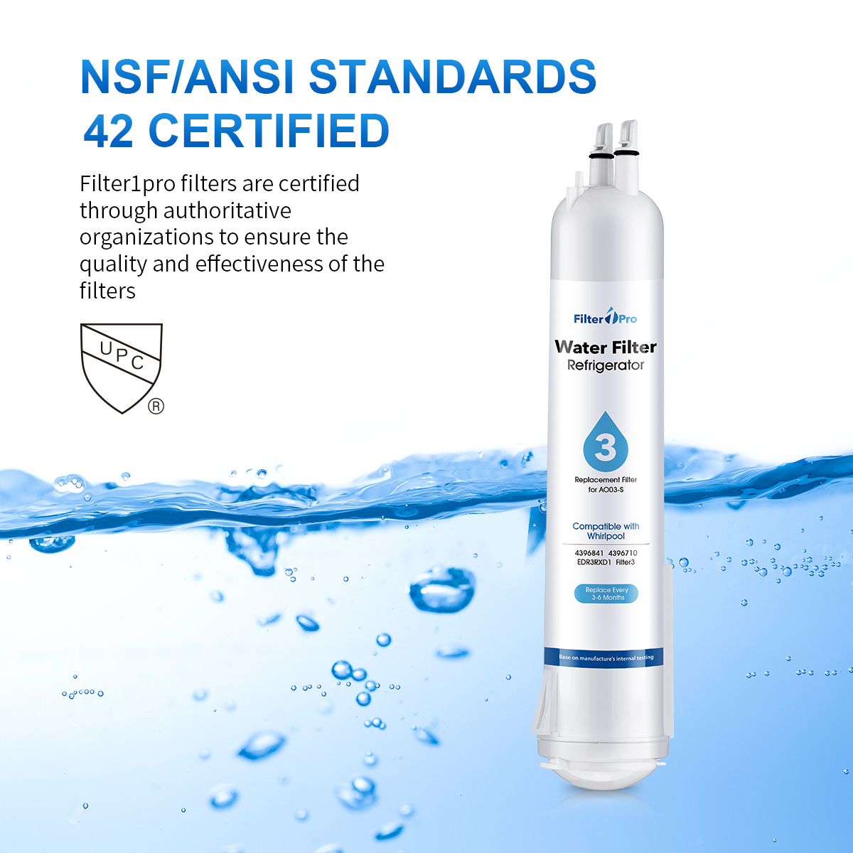 Filter 3 White Replacement Refrigerator Water Filter for EDR3-RXD1 4396841 4396710 9083 ed2dhexwqoo