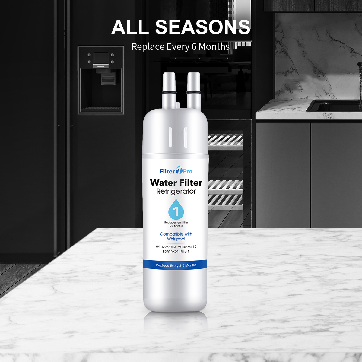 AO01 Replacement Refrigerator Water Filter for EDR1-RXD1 W11602565 W10295370A P8RFWB2L 9081 Filter 1 Whr1rxd1