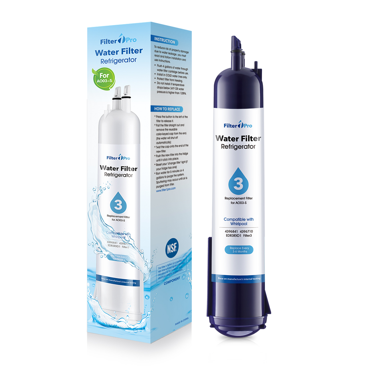 AO03 Replacement Refrigerator Water Filter for EDR3-RXD1 4396841 9083 Filter 3 Purple