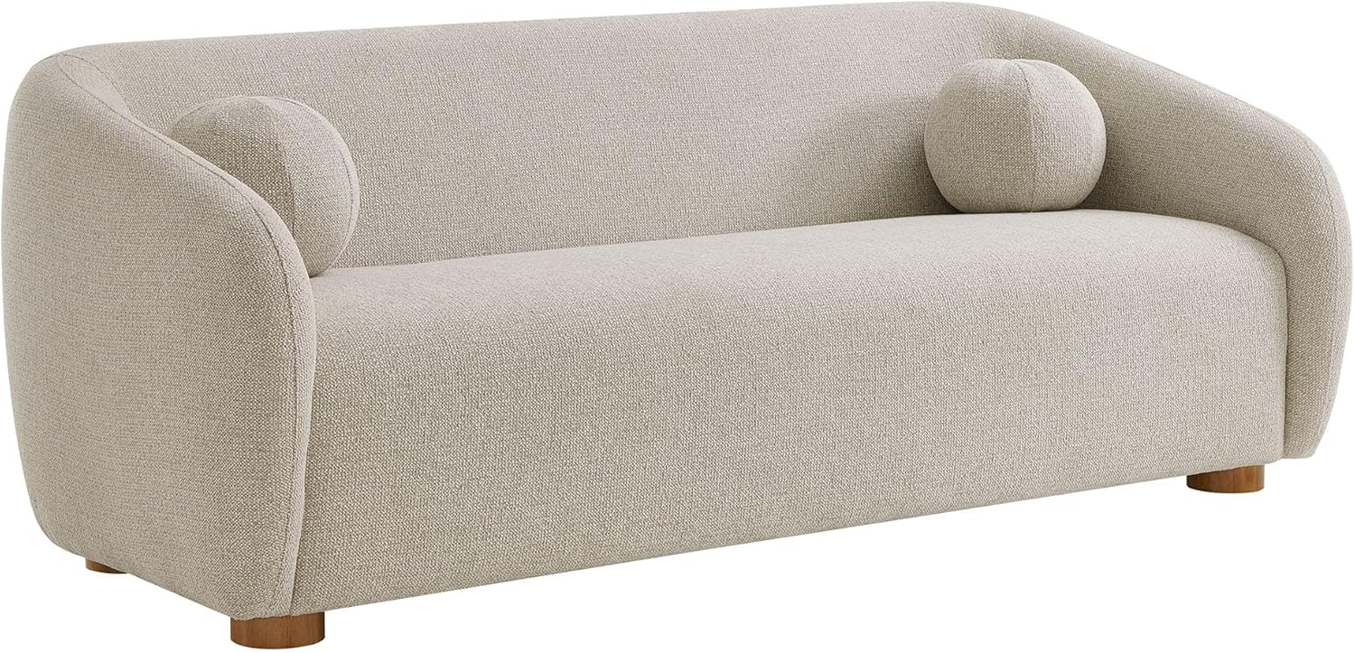 85 Inch Minimalist Curved Back Sofa in Dove Gray