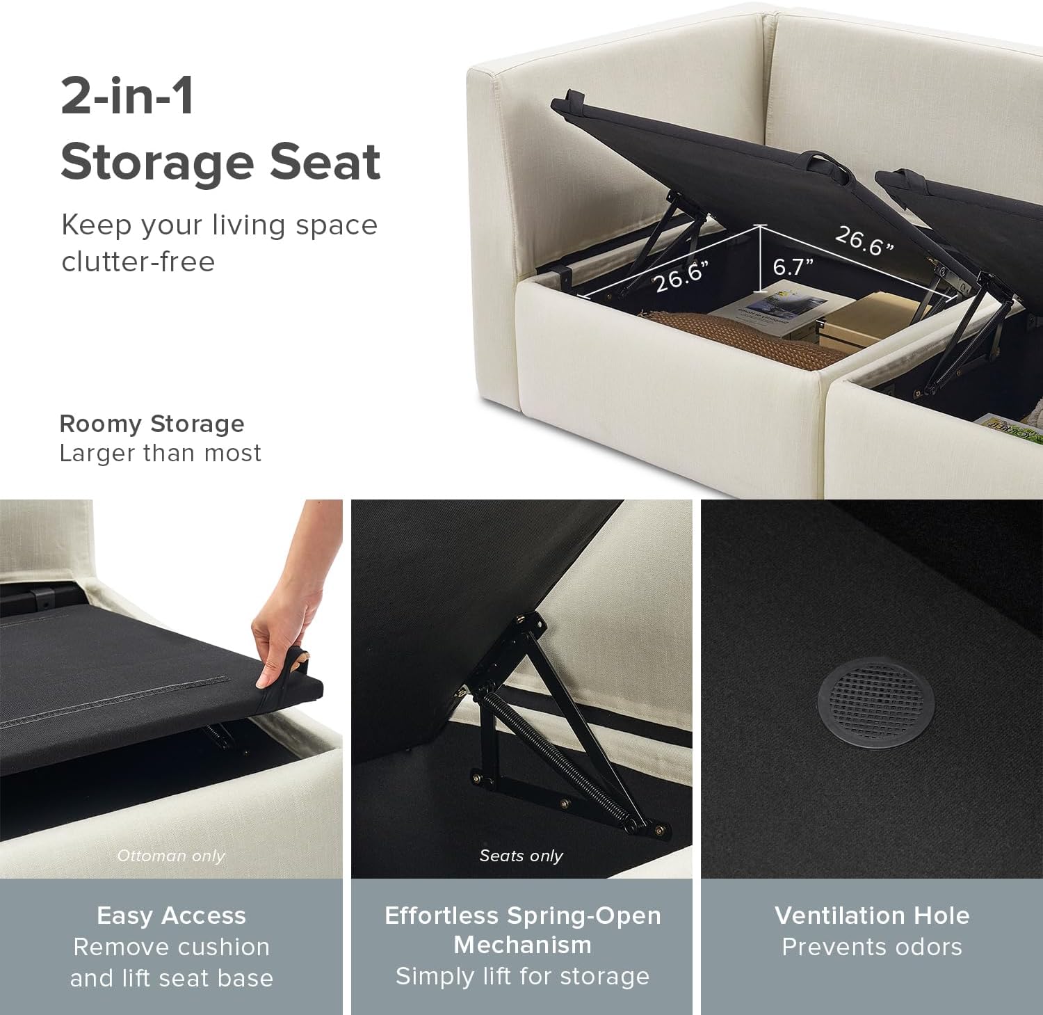 Oversized Modular Sectional Sofa with Fully Removable Covers and Storage