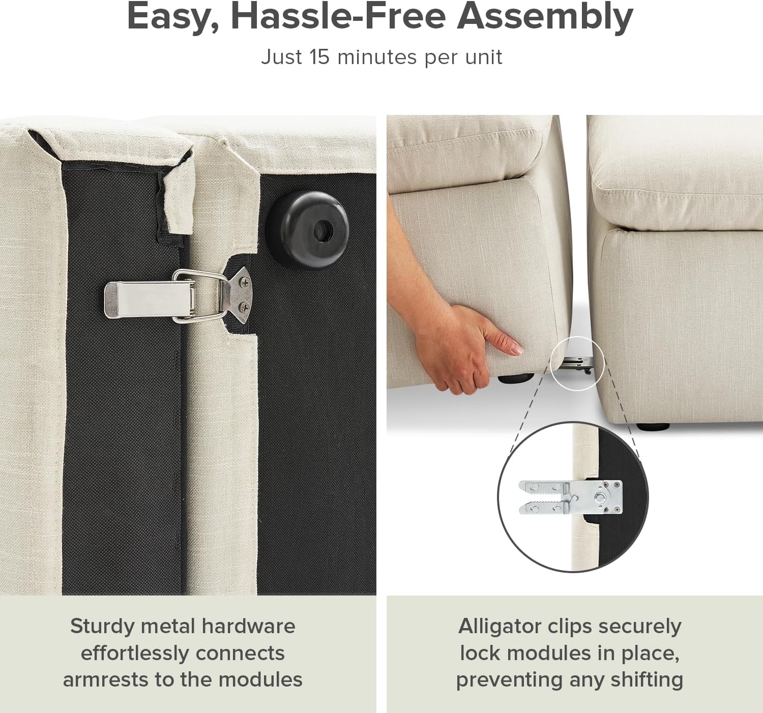 Oversized Modular Sectional Sofa with Fully Removable Covers and Storage