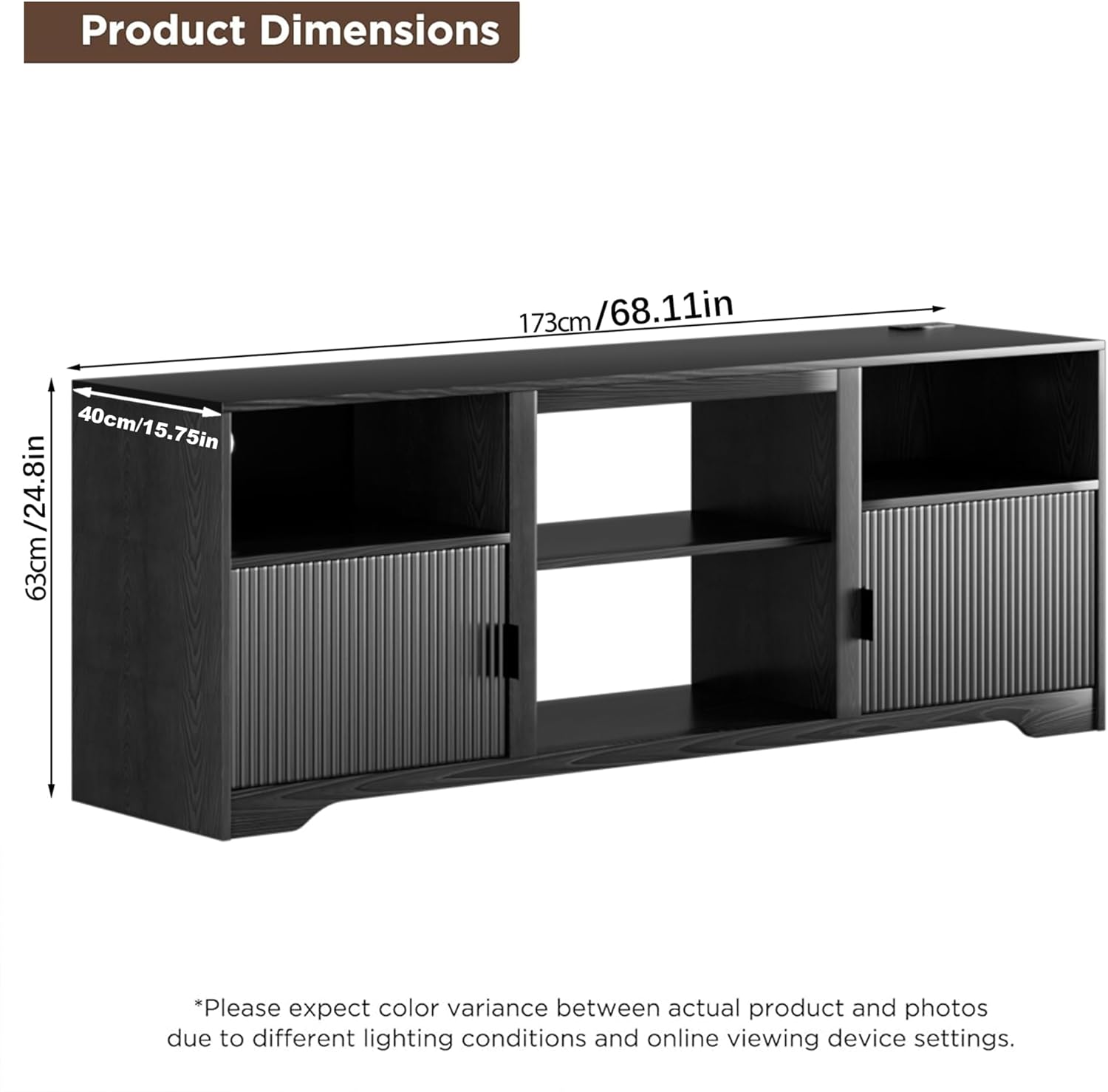 Fluted TV Stand for Tvs up to 80",Mid Century Modern TV Stand with Open Adjustable Shelf