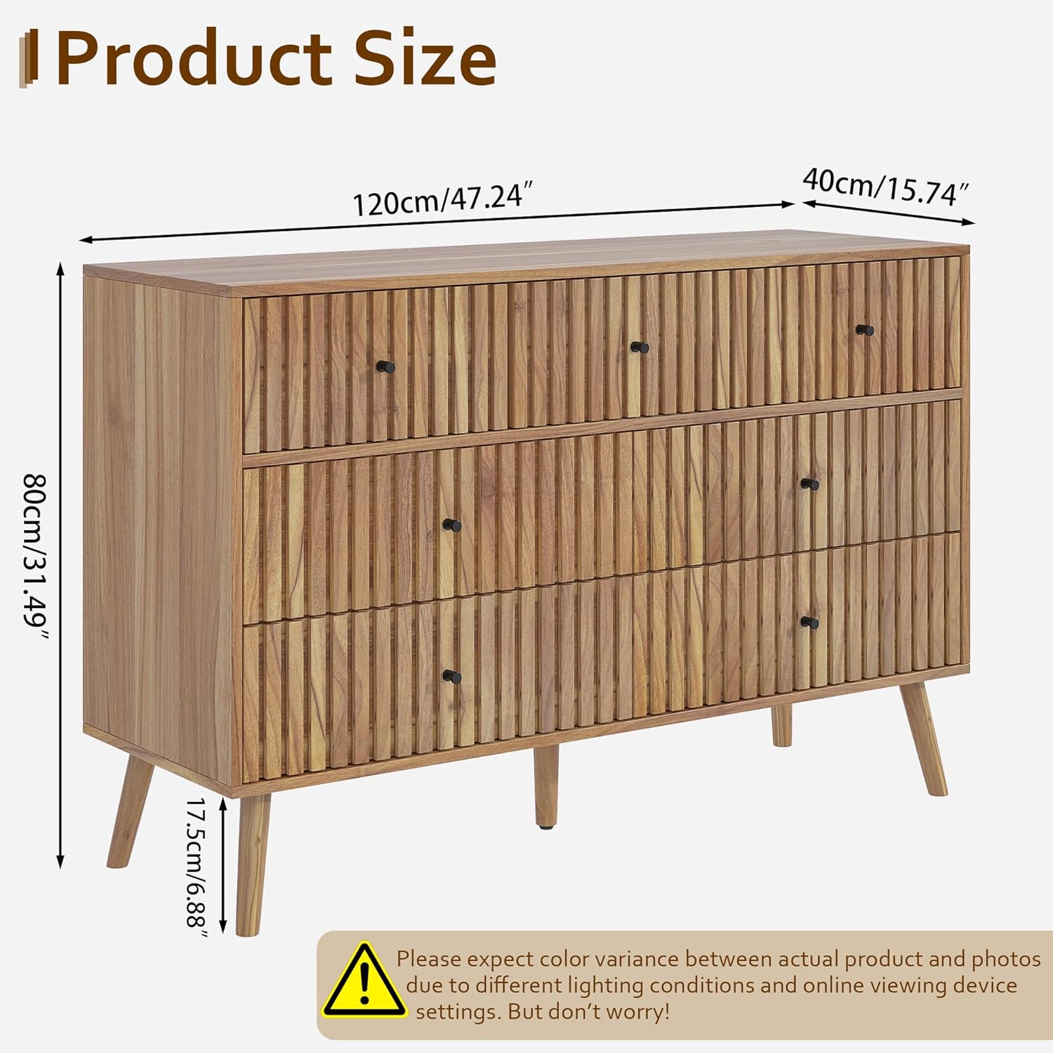 Fluted 7 Drawers Dresser for Bedroom, Modern Chest of Drawers for Bedroom