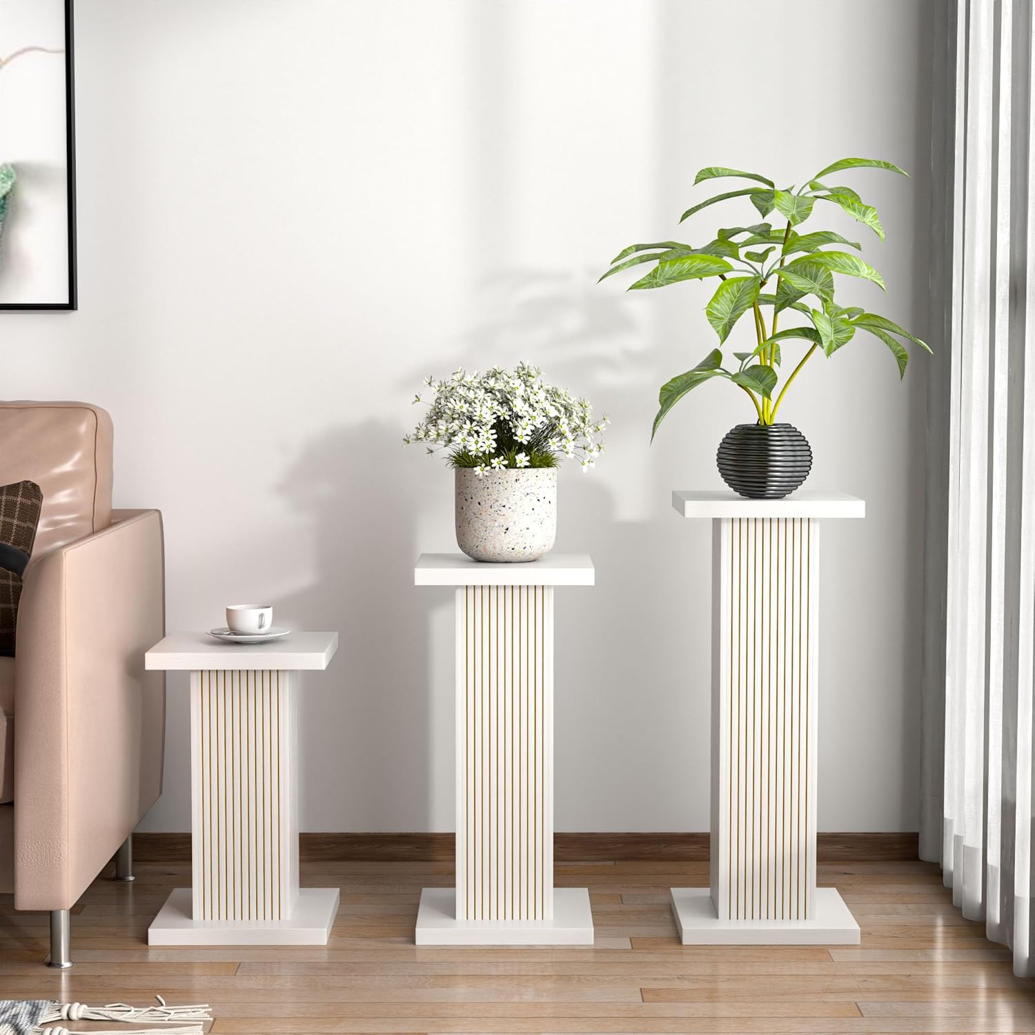 Wood Pedestal Stands Flower Party Cake Display Stand, Sofa side table plant stand