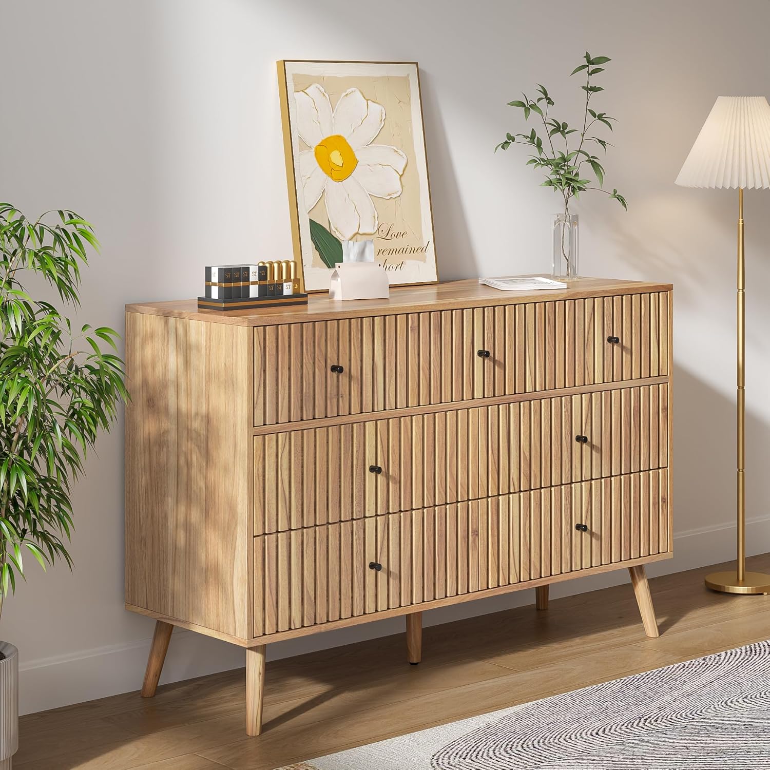 Fluted 7 Drawers Dresser for Bedroom, Modern Chest of Drawers for Bedroom