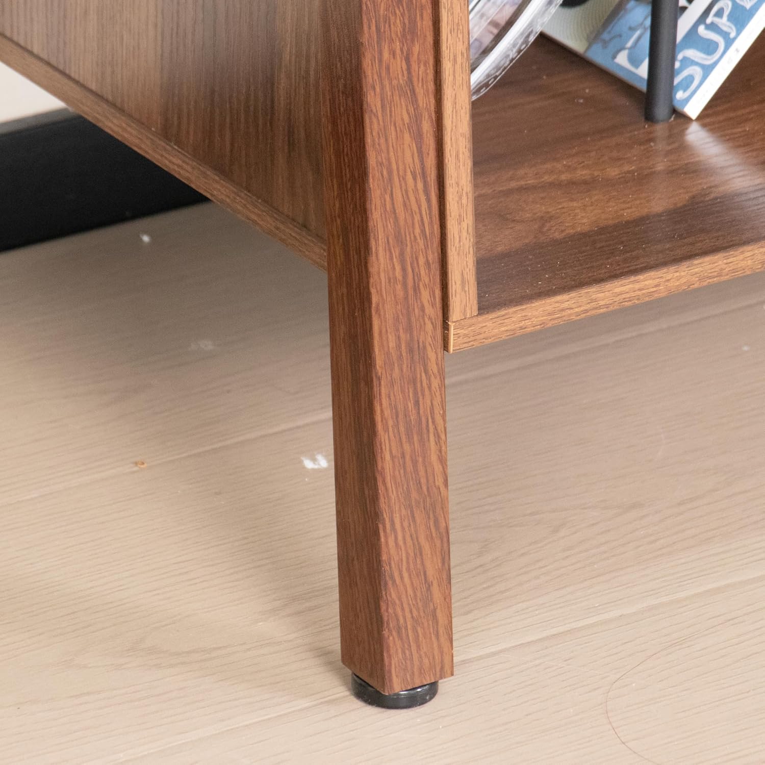 Large Record Player Stand, Mid Century Turntable Stand Table with Open Storage Holds up to 300 Albums