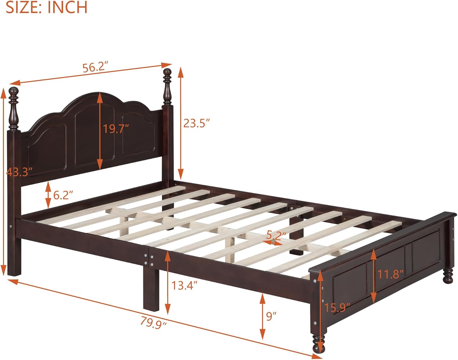 Vintage Full Wood Bed Frame