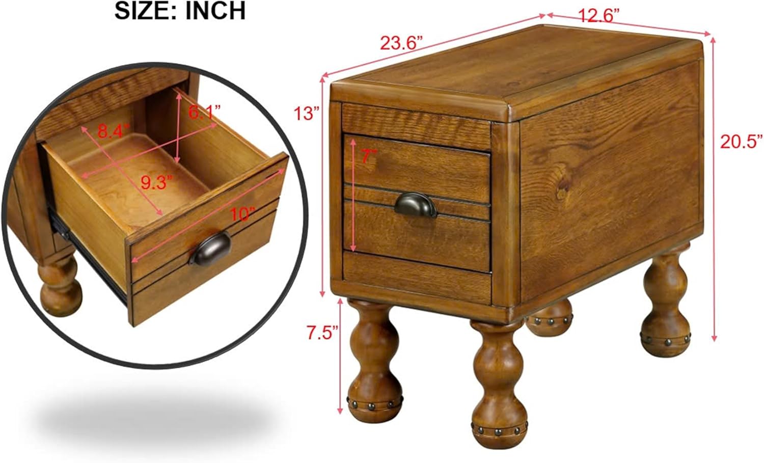 Wooden Nightstand with Drawer