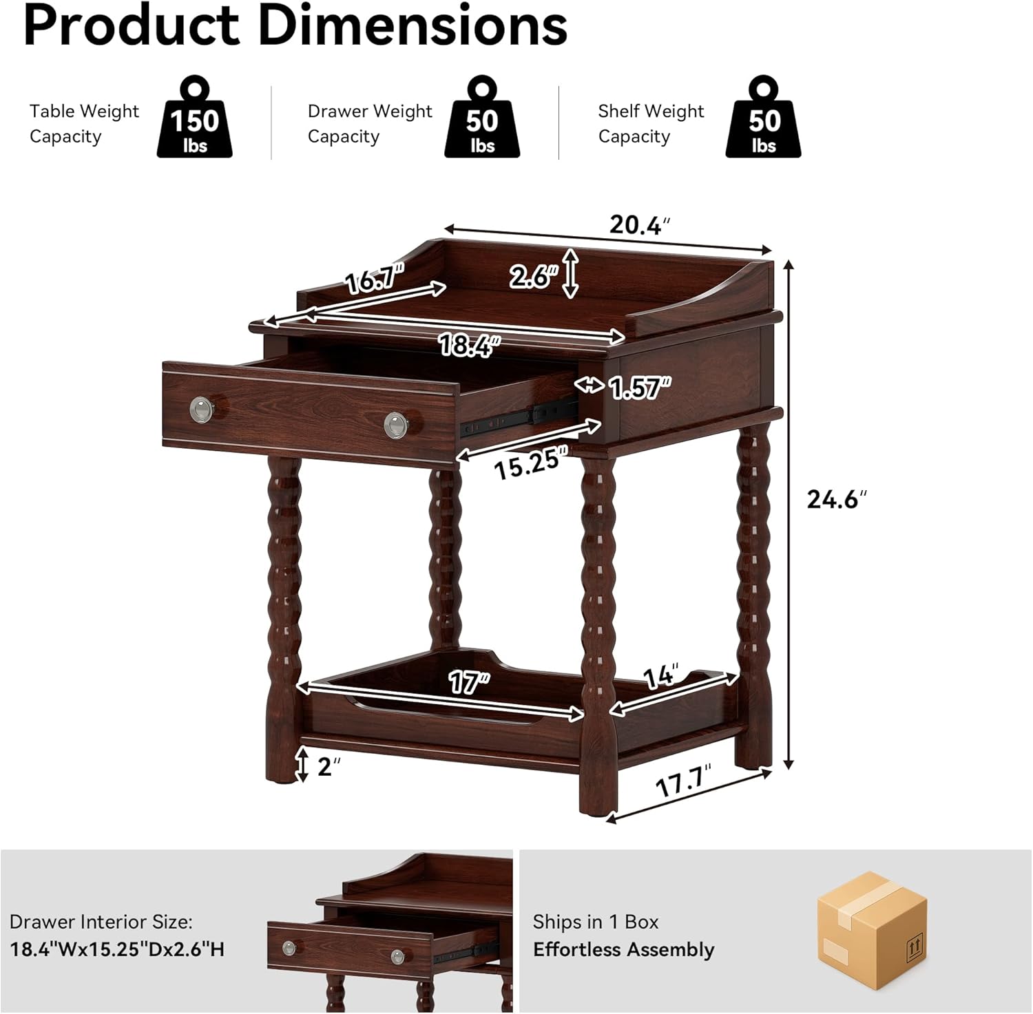 Walnut Wood Nightstand Set