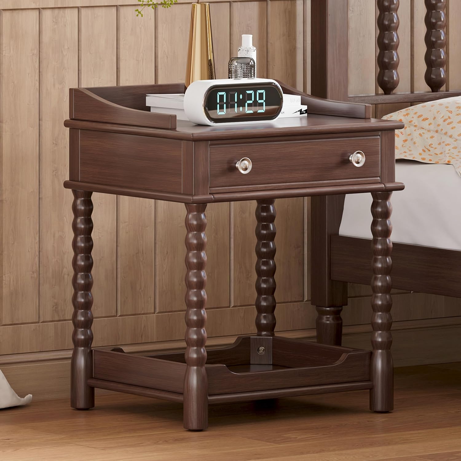 Walnut Wood Nightstand Set