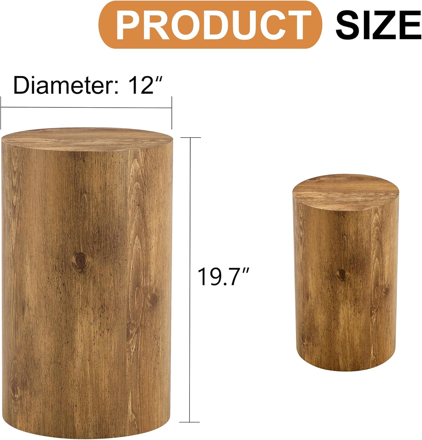 12" Round Cylindrical Side Table