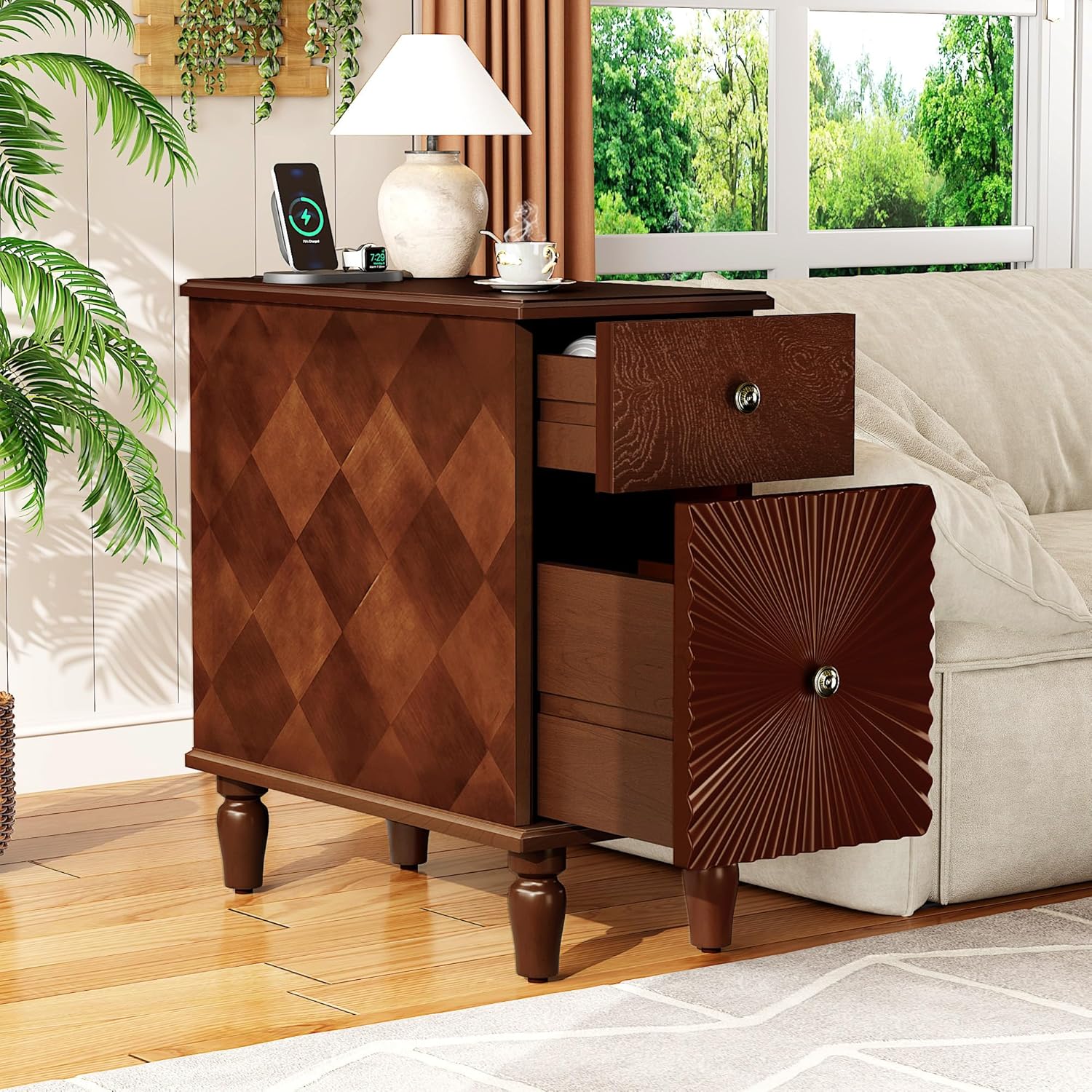 Modern Night Stand with 2 Drawer