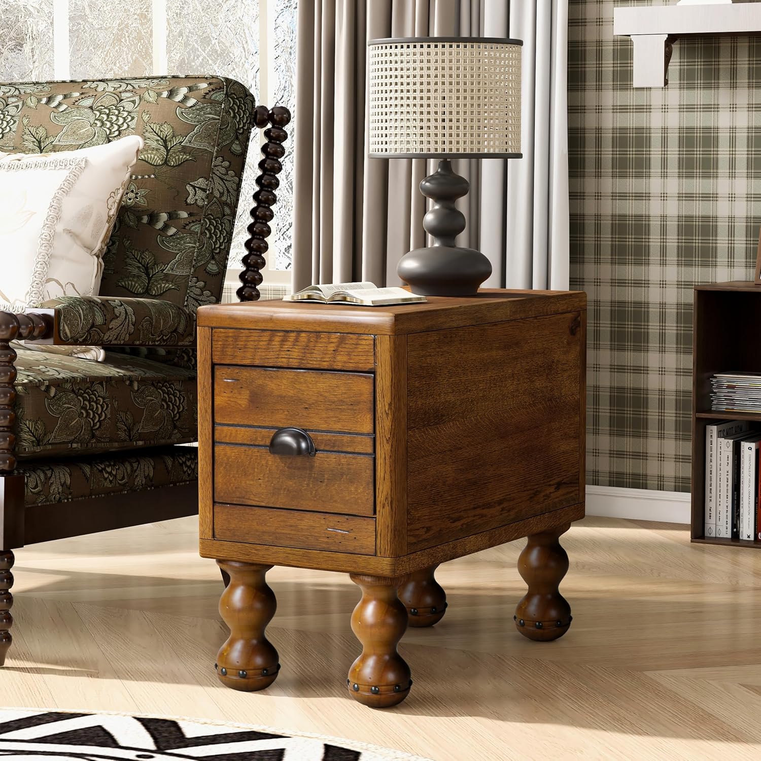 Wooden Nightstand with Drawer