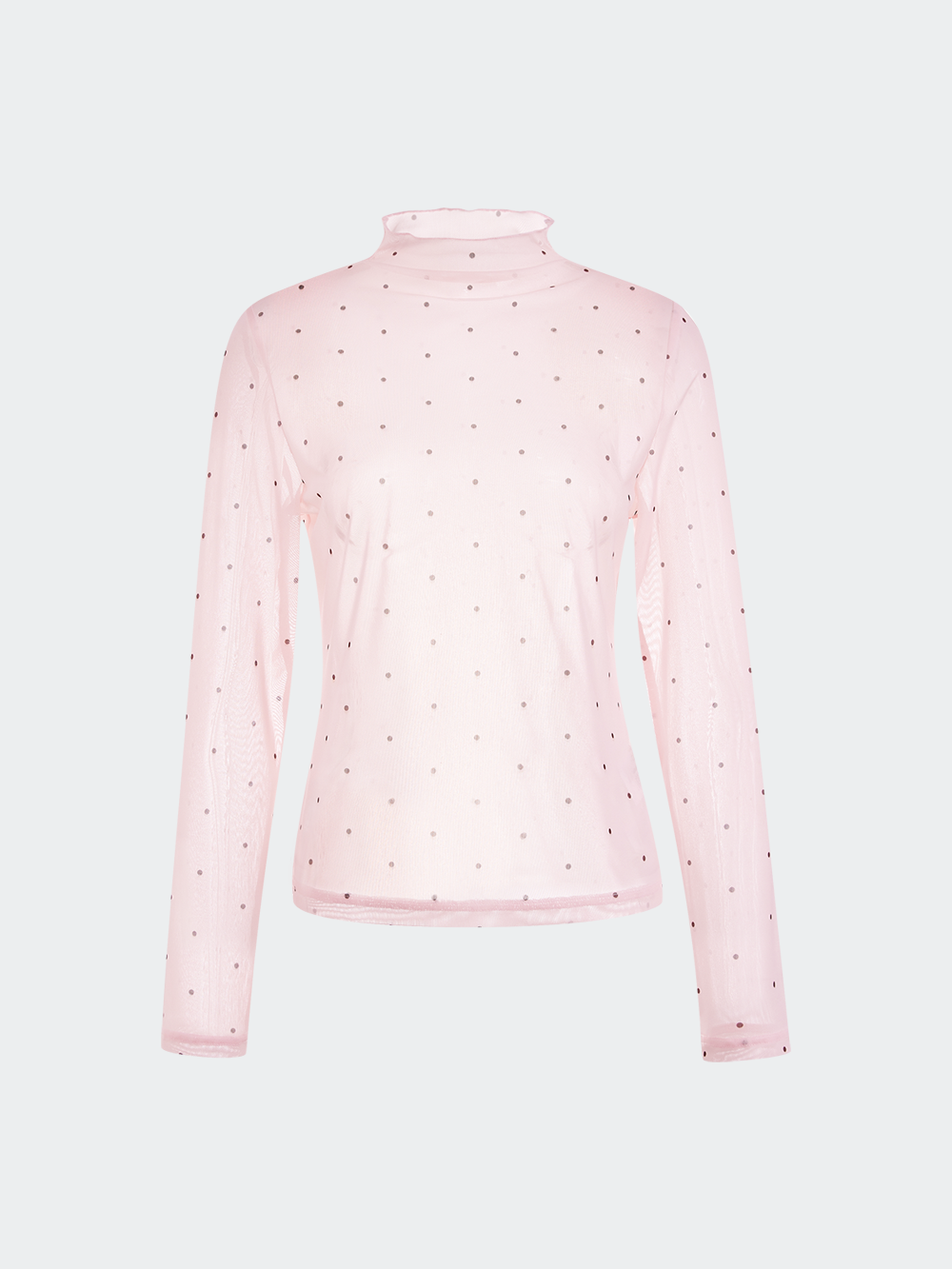 Sheer Polka Dot Long-Sleeve Top