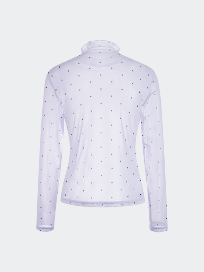 Sheer Polka Dot Long-Sleeve Top