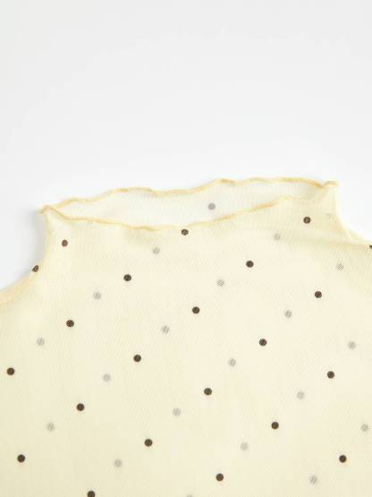 Sheer Polka Dot Long-Sleeve Top