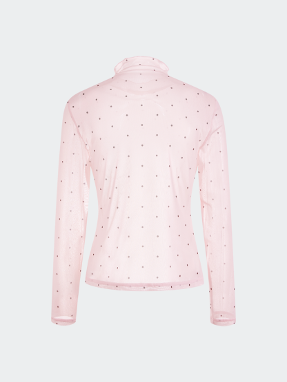 Sheer Polka Dot Long-Sleeve Top