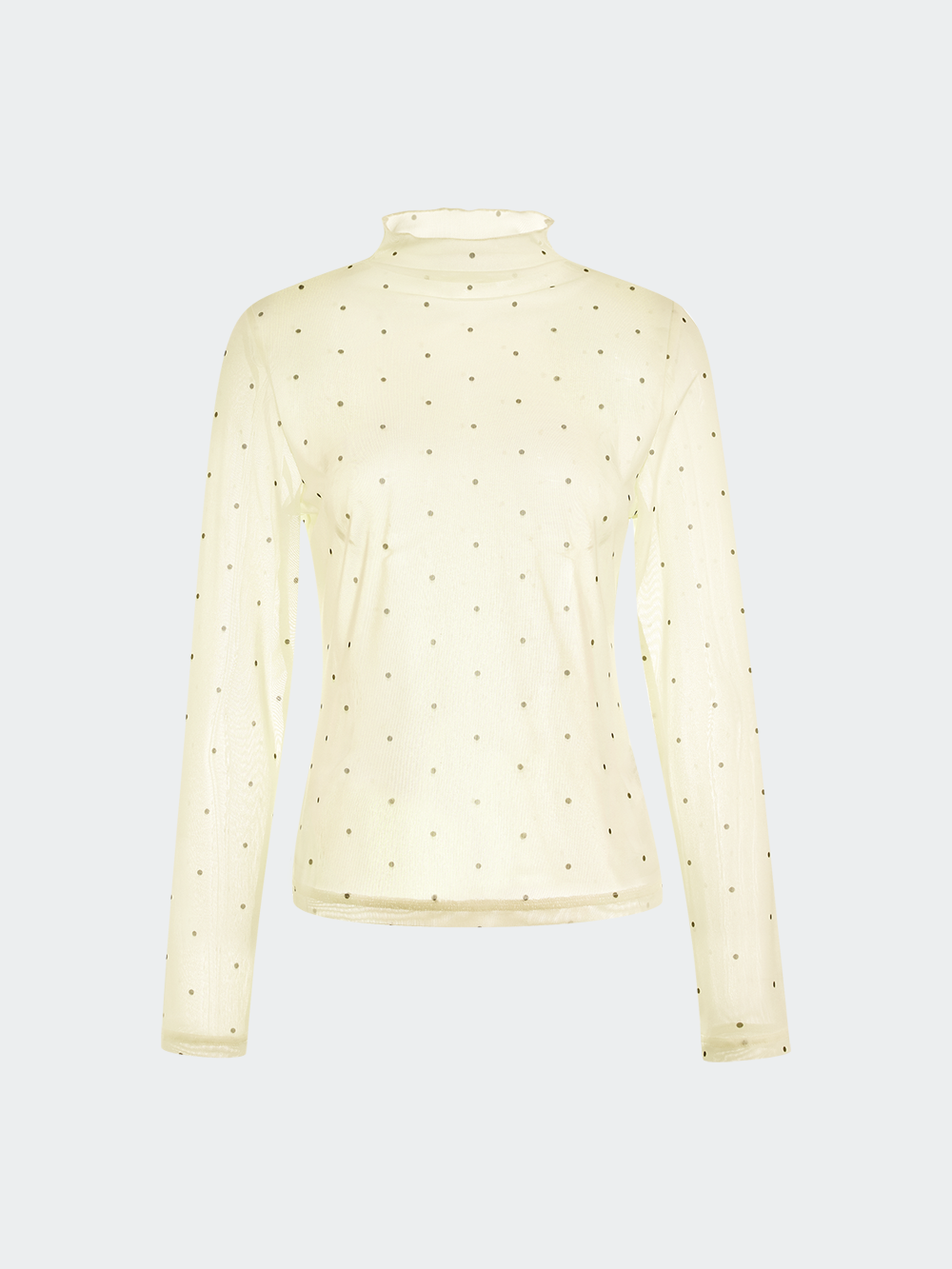 Sheer Polka Dot Long-Sleeve Top