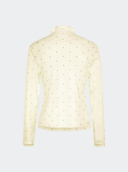 Sheer Polka Dot Long-Sleeve Top